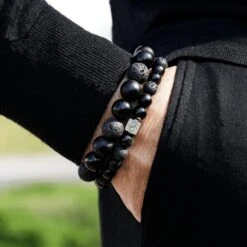 Black Mixed Bracelet II (8mm) -Aurum Brothers square2 BlackMixedBraceletII 8mm