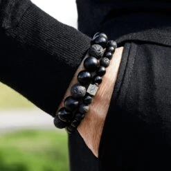 Black Mixed Bracelet I (12mm) -Aurum Brothers square2 BlackMixedBraceletI 12mm