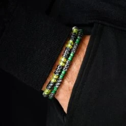 Aurum Brothers -Aurum Brothers square2 DarkHematiteGreenBraceletII 6mm