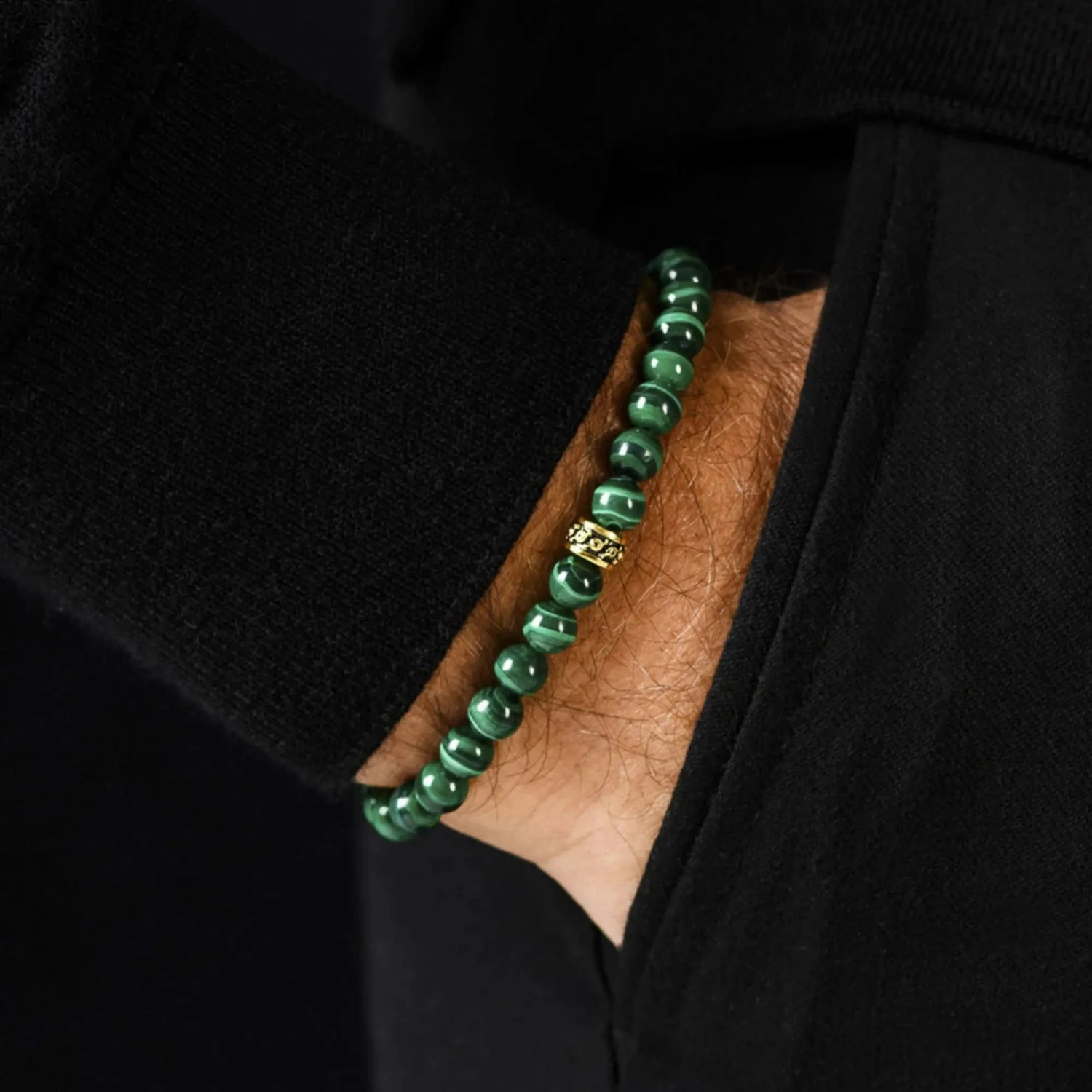 Malachite Gold Bracelet I (6mm) 2 Malachite Gold Bracelet I (6mm) - Image 2