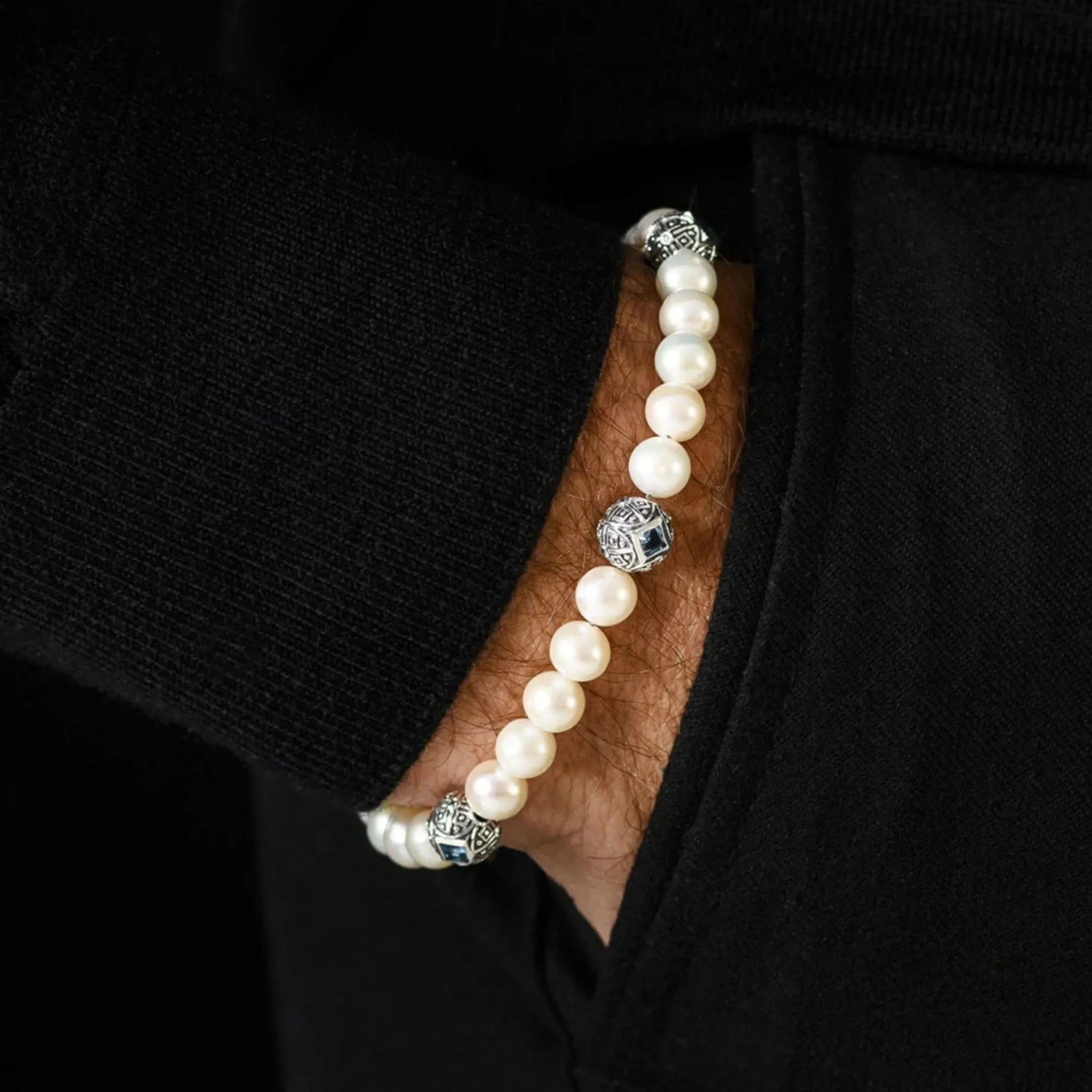 Paladin Swiss Blue Topaz - Pearl Bracelet II (8mm) 2 Paladin Swiss Blue Topaz - Pearl Bracelet II (8mm) - Image 2