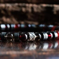Red Garnet - Carnelian - Smoky Quartz Bracelet I (6mm) 13 Red Garnet - Carnelian - Smoky Quartz Bracelet I (6mm) -Aurum Brothers square2 RedGarnet Carnelian SmokyQuartzBraceletI 6mm 1