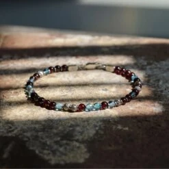 Swiss Blue Topaz - Red Garnet Bracelet VIII (3.5 - 4mm) -Aurum Brothers square2 SwissBlueTopaz RedGarnetBraceletVIII 4mm