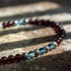 Swiss Blue Topaz - Red Garnet Bracelet VII (3.5 - 4mm) -Aurum Brothers square2 SwissBlueTopaz RedGarnetBraceletVII 4mm