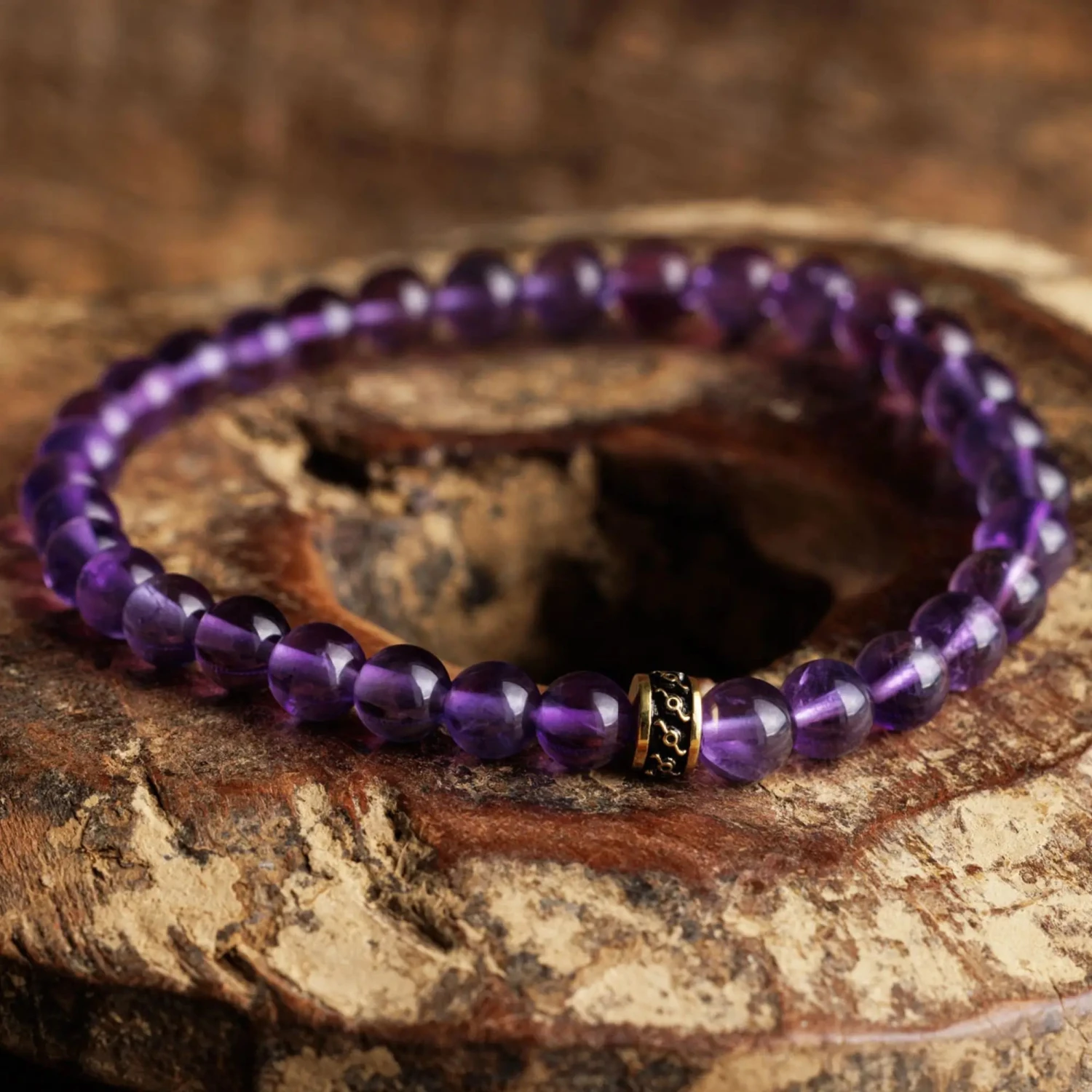 Amethyst Gold Bracelet I (6mm) 3 Amethyst Gold Bracelet I (6mm) - Image 3