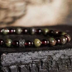 Dragon Blood Jasper - Red Garnet Bracelet X (6mm)A -Aurum Brothers square3 DragonBloodJasperBraceletX 6mm 1