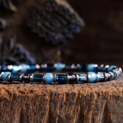 Hematite - Multitoned Blue Bracelet I (4mm) -Aurum Brothers square3 Hematite MultitonedBlueBraceletI 4mm