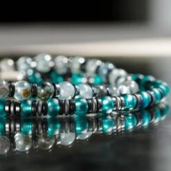 Hematite - Teal Bracelet XI (4mm) -Aurum Brothers square3 Hematite TealBraceletXI 4mm 1