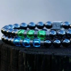 Blue Murano - Hematite Bracelet V (8mm) -Aurum Brothers square3 HematiteBlueBraceletV 8mm 1