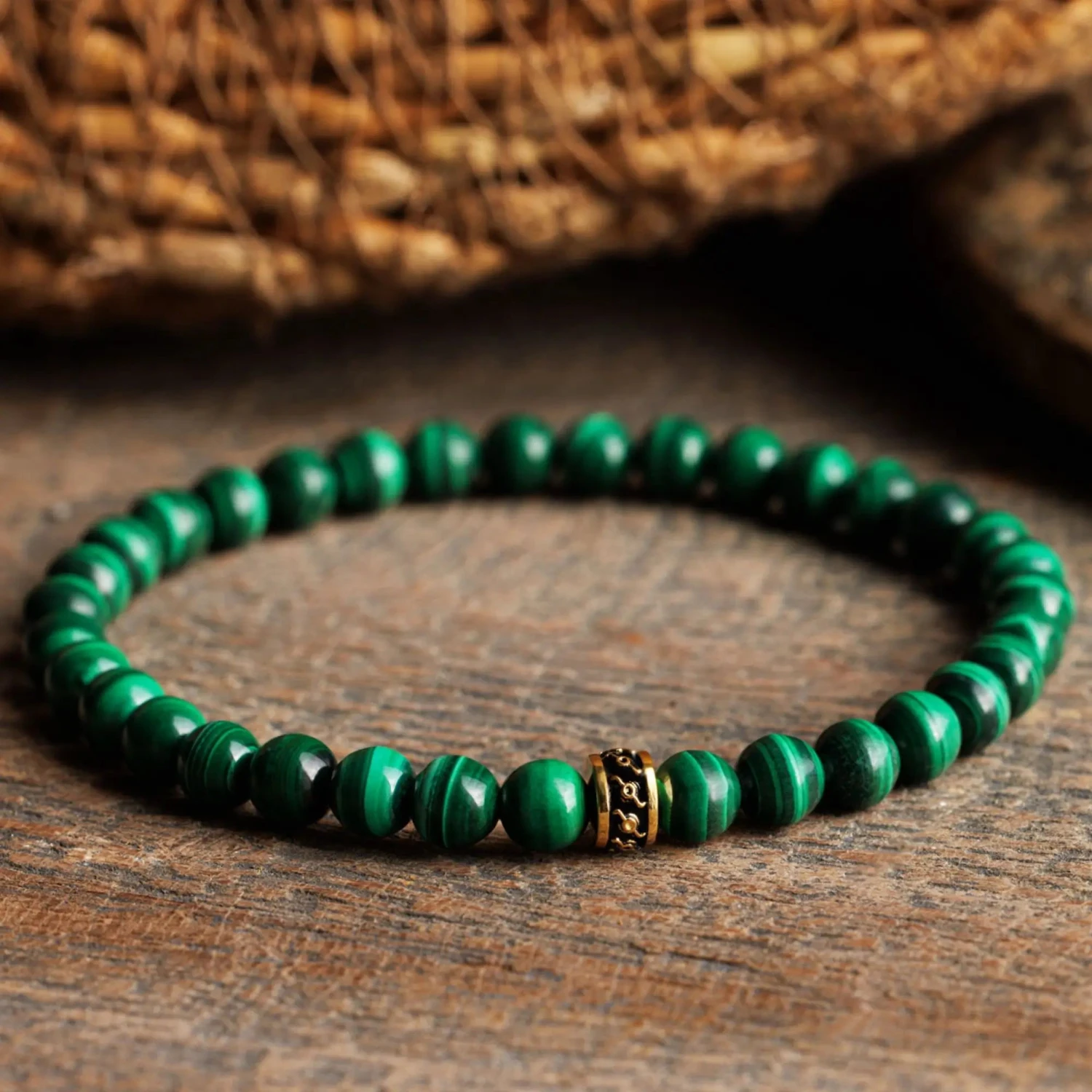 Malachite Gold Bracelet I (6mm) 3 Malachite Gold Bracelet I (6mm) - Image 3