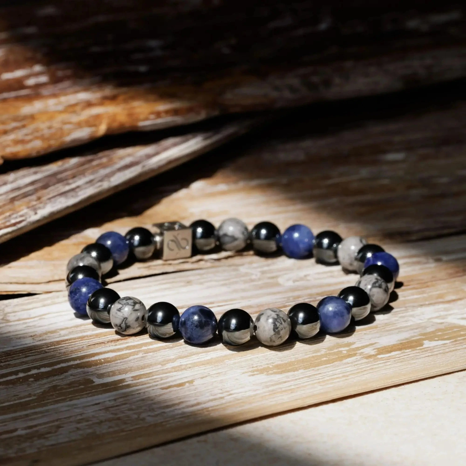Sodalite-Picasso Jasper-Hematite Bracelet I (8mm) 3 Sodalite-Picasso Jasper-Hematite Bracelet I (8mm) - Image 3