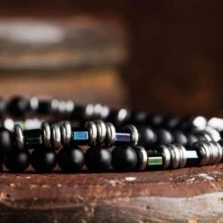 Black Agate Bracelet VII (4mm) -Aurum Brothers square4 BlackAgateBraceletVII 4mm