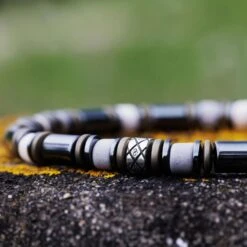 Hematite - Grey/White Bracelet I (6mm) -Aurum Brothers square4 Hematite GreyWhiteBraceletI 6mm