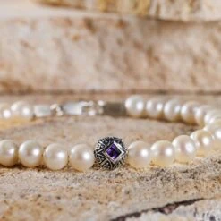 Paladin Amethyst - Pearl Bracelet I (8mm) -Aurum Brothers square4 PaladinAmethyst PearlBraceletI 8mm