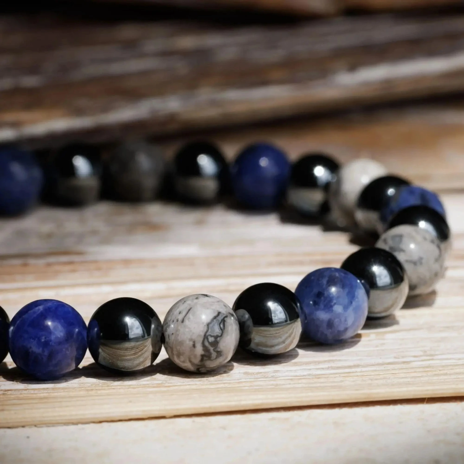 Sodalite-Picasso Jasper-Hematite Bracelet I (8mm) 4 Sodalite-Picasso Jasper-Hematite Bracelet I (8mm) - Image 4