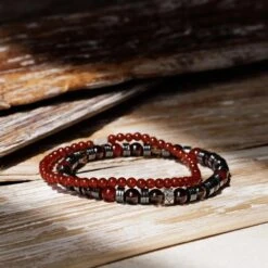 Red Garnet - Carnelian - Smoky Quartz Bracelet I (6mm) 10 Red Garnet - Carnelian - Smoky Quartz Bracelet I (6mm) -Aurum Brothers square5 RedGarnet Carnelian SmokyQuartzBraceletI 6mm
