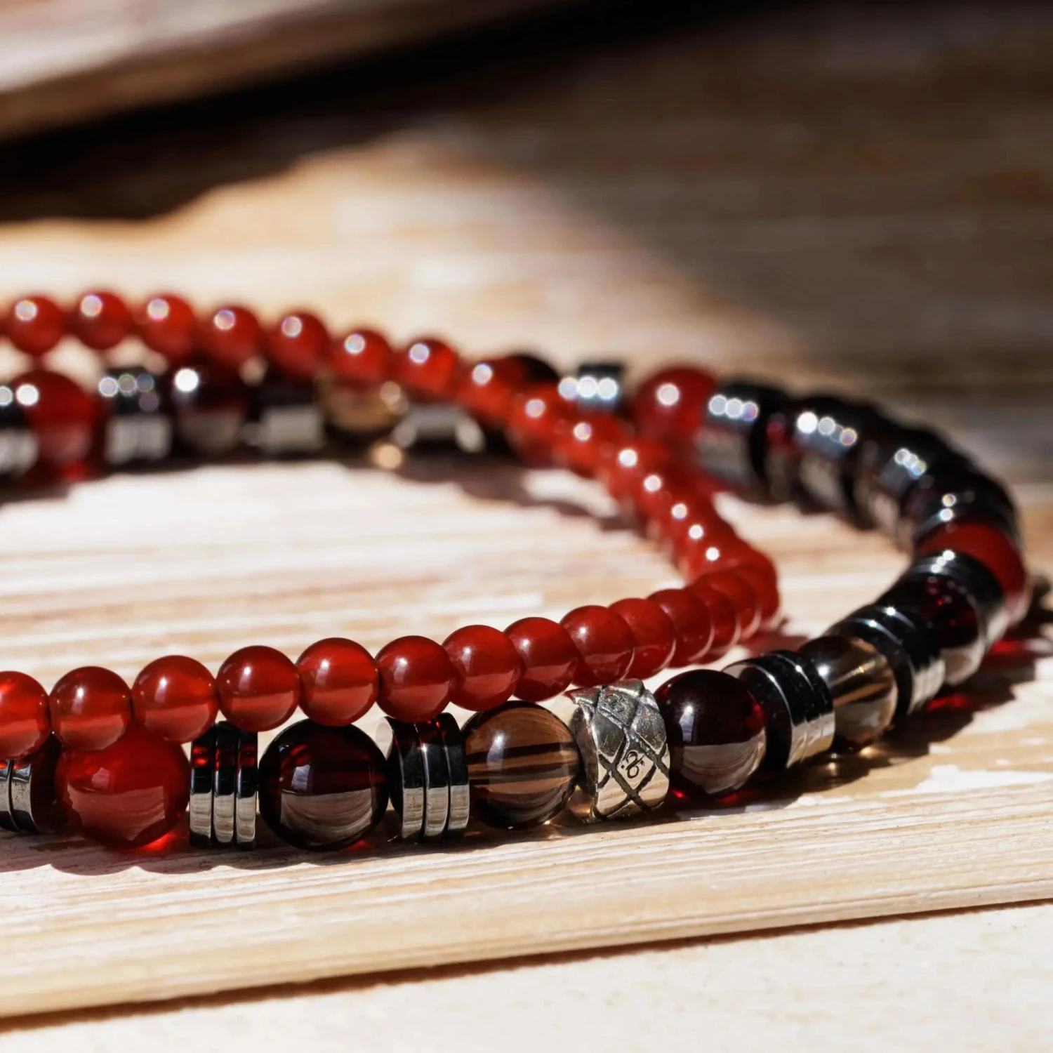 Red Garnet - Carnelian - Smoky Quartz Bracelet I (6mm) 4 Red Garnet - Carnelian - Smoky Quartz Bracelet I (6mm) - Image 4